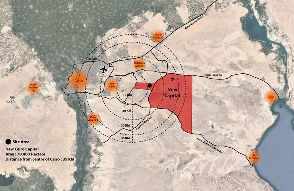 Location of Cairo's new administrative capital