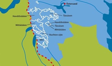 Section from Samebyar i Sverige showing location of Sami herding areas covered in the study, 2017.